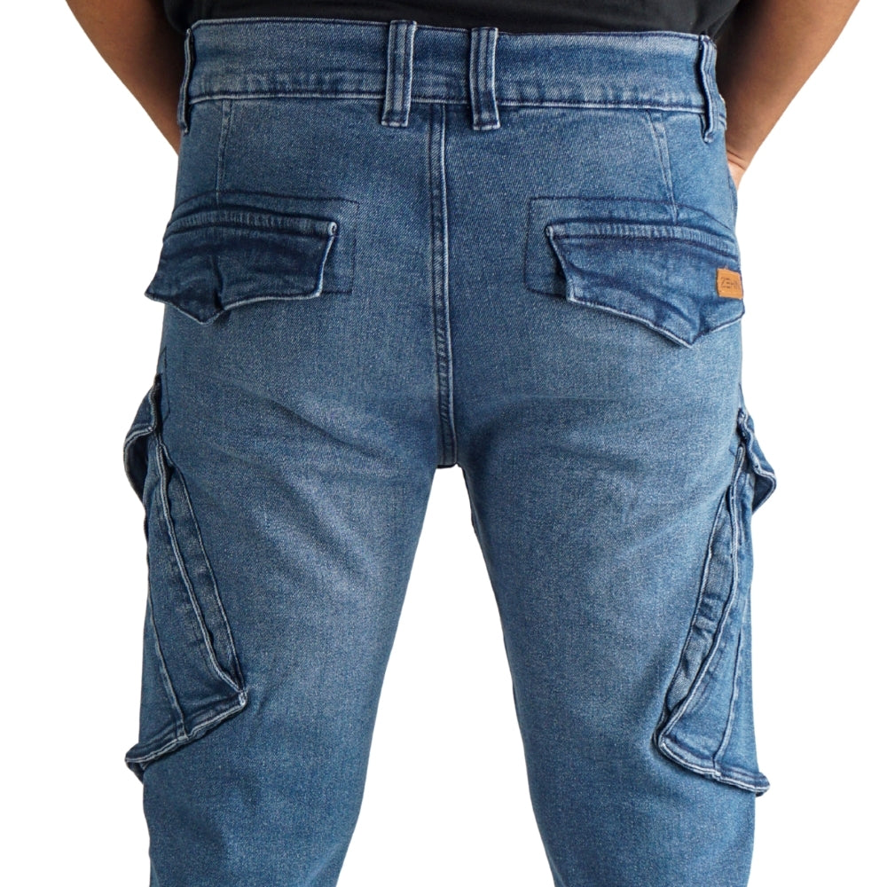 Cargo-Jogger – Dunkelblau – Stretch-Denim. ZCD-01DB
