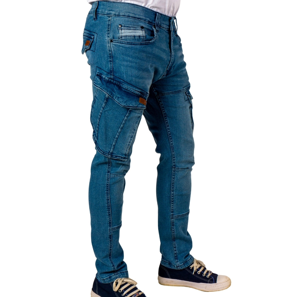 Cargo-Jogger – Dunkelblau – Stretch-Denim. ZCD-01DB