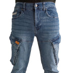 Cargo-Jogger – Dunkelblau – Stretch-Denim. ZCD-01DB