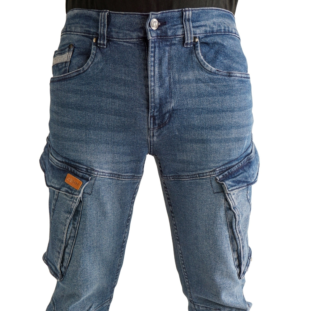 Cargo-Jogger – Dunkelblau – Stretch-Denim. ZCD-01DB