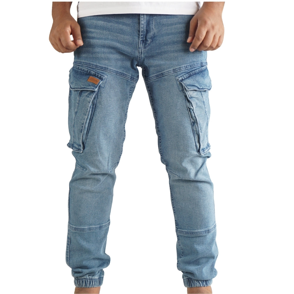 Cargo Jogger – Hellblau – Stretch-Denim. ZCD-02LB