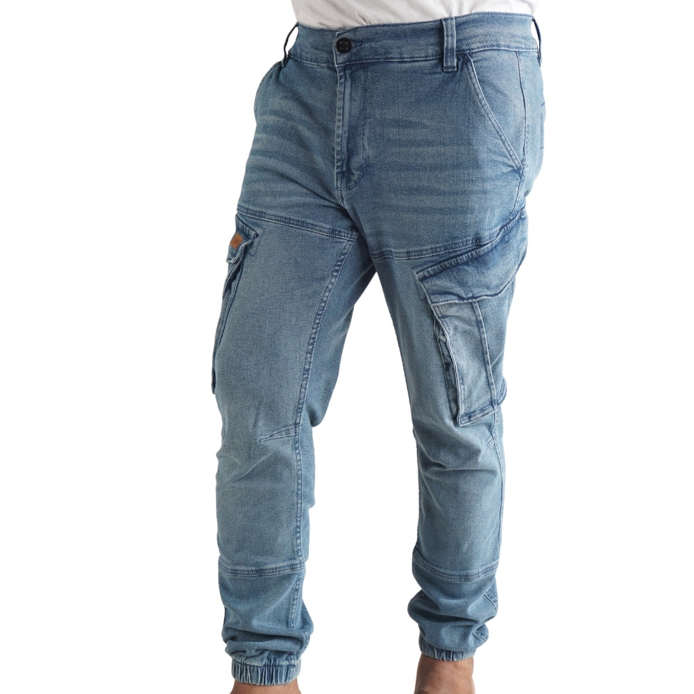 Cargo Jogger – Hellblau – Stretch-Denim. ZCD-02LB