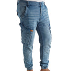 Cargo Jogger – Hellblau – Stretch-Denim. ZCD-02LB