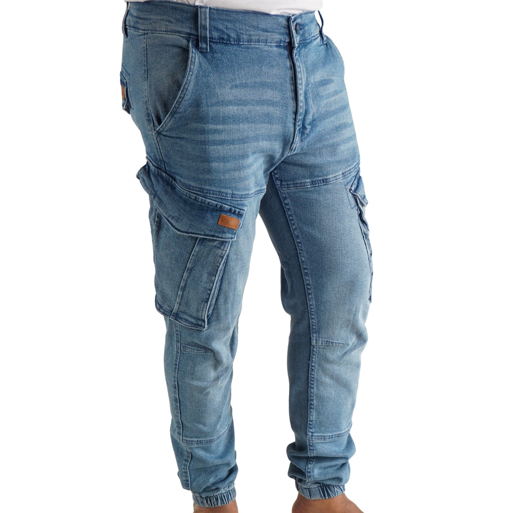 Cargo Jogger – Hellblau – Stretch-Denim. ZCD-02LB