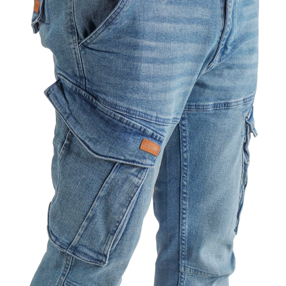Cargo Jogger – Hellblau – Stretch-Denim. ZCD-02LB