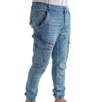 Cargo Jogger – Hellblau – Stretch-Denim. ZCD-02LB
