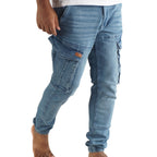 Cargo Jogger – Hellblau – Stretch-Denim. ZCD-02LB