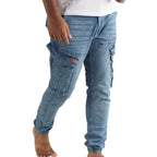Cargo Jogger – Hellblau – Stretch-Denim. ZCD-02LB