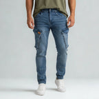 Cargo – Dunkelblau – Stretch-Denim. ZCD-01DB