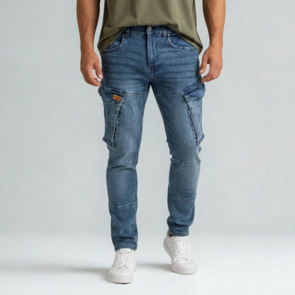 Cargo – Dunkelblau – Stretch-Denim. ZCD-01DB