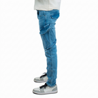 Cargo-Jeans – Hellblau – Stretch-Denim