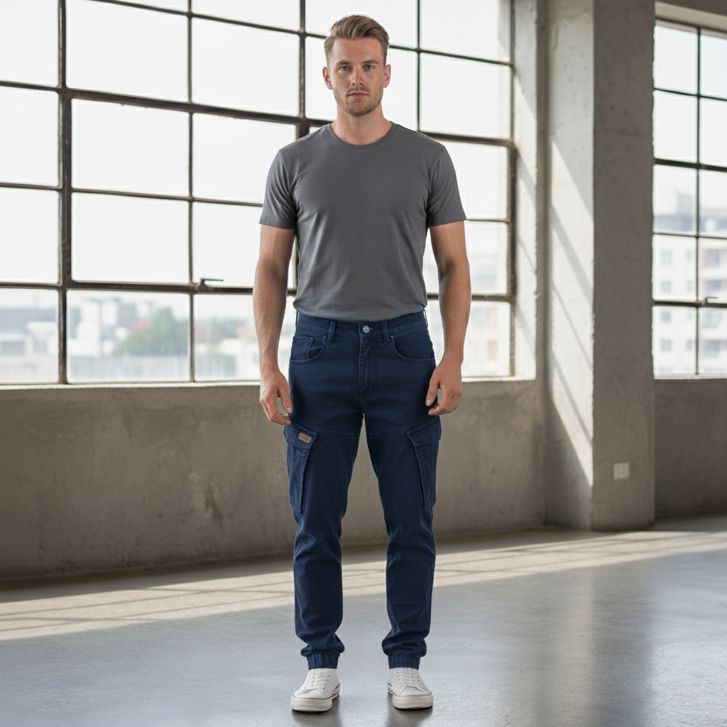 Cargo Jogger – Dunkelblau – Stretch-Twill. ZCT-02DN
