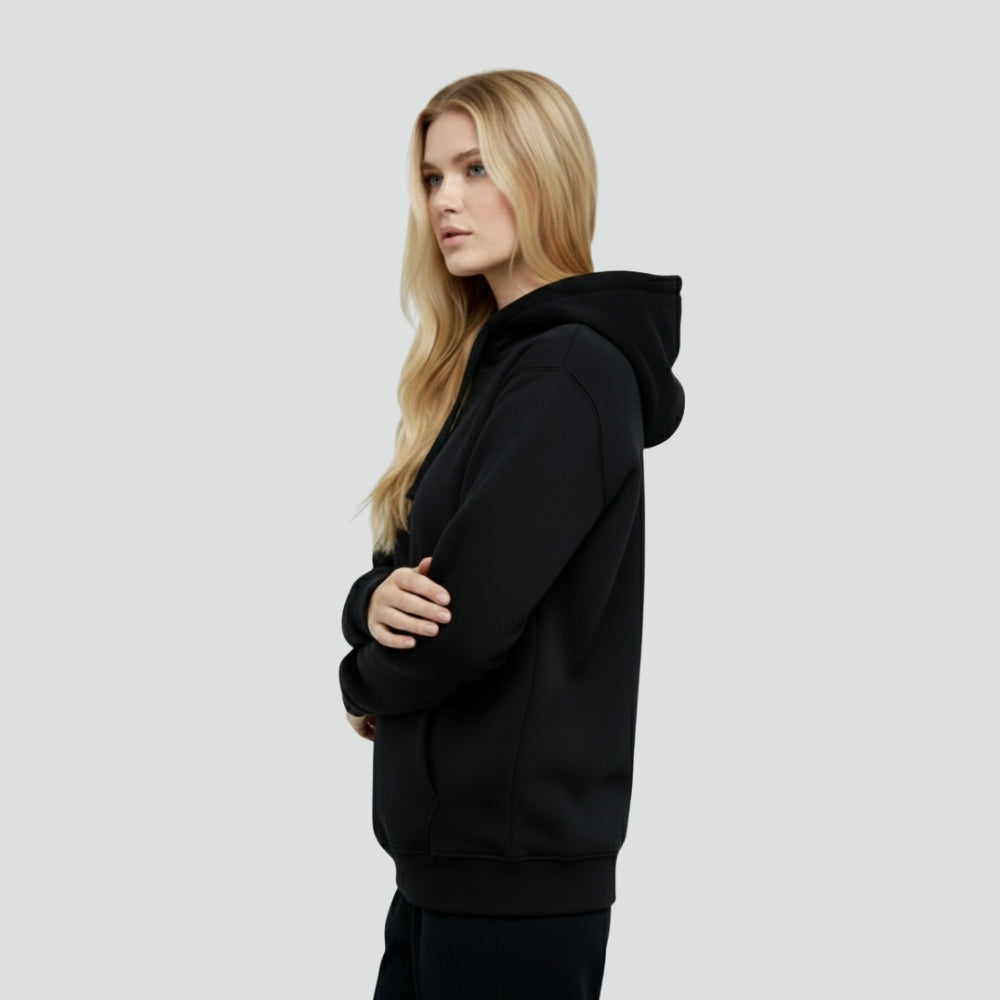 Premium Heavyweight Unisex Hoodie  |  Black Brushed Cotton Blend   | 300 gsm