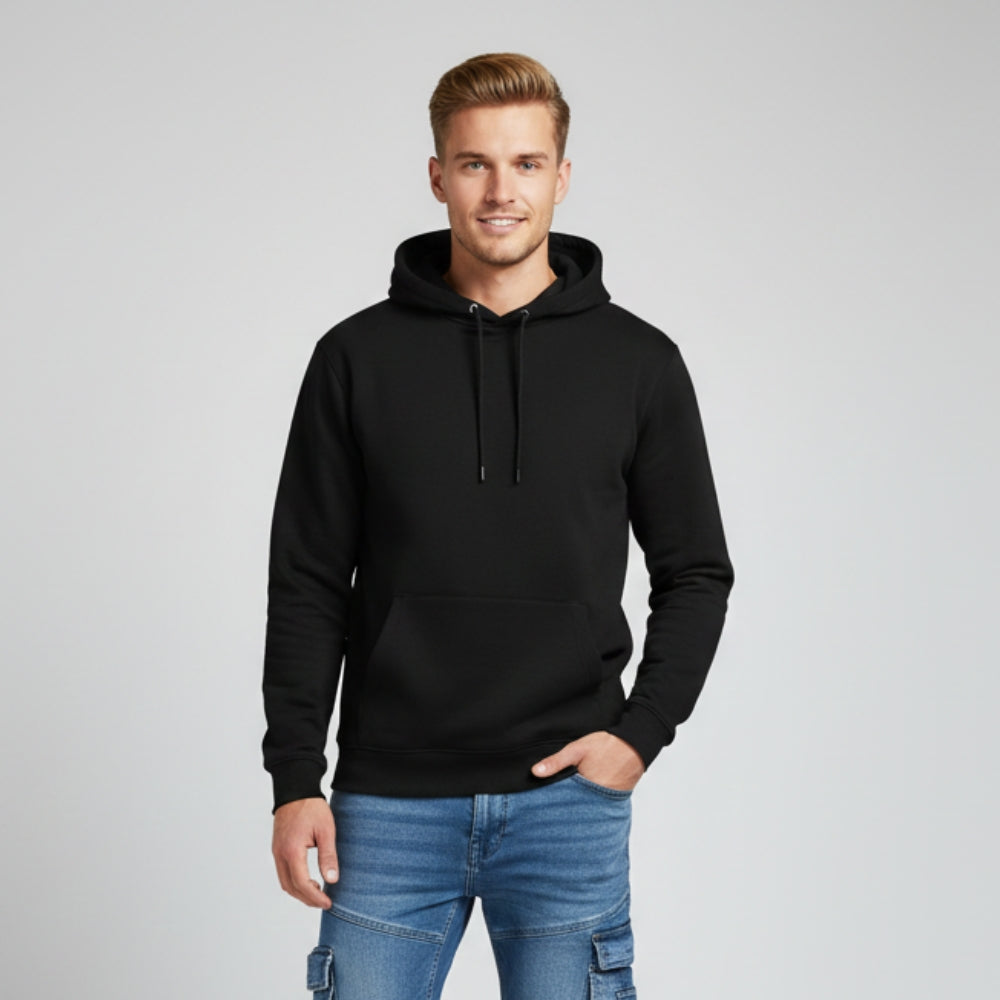 Lugo Men's Black Unisex Hoodie | Heavyweight Brushed Hoodie