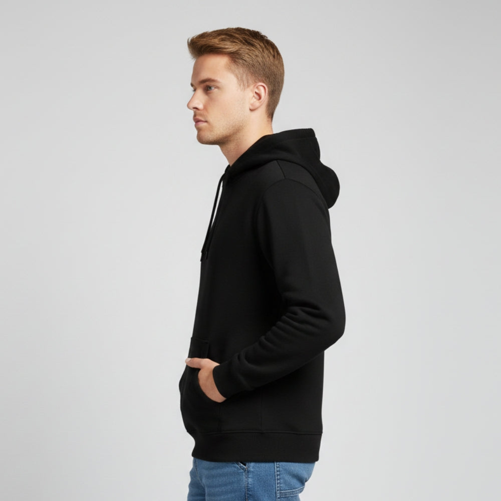 Lugo Men's Black Unisex Hoodie | Heavyweight Brushed Hoodie