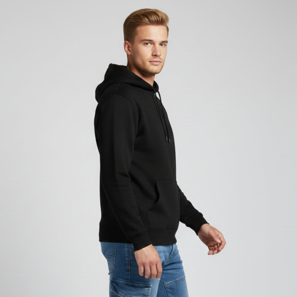 Lugo Men's Black Unisex Hoodie | Heavyweight Brushed Hoodie