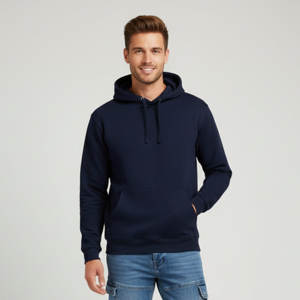 Premium Heavyweight Men's Hoodie | Navy Blue Brushed Cotton Blend | 300 gsm