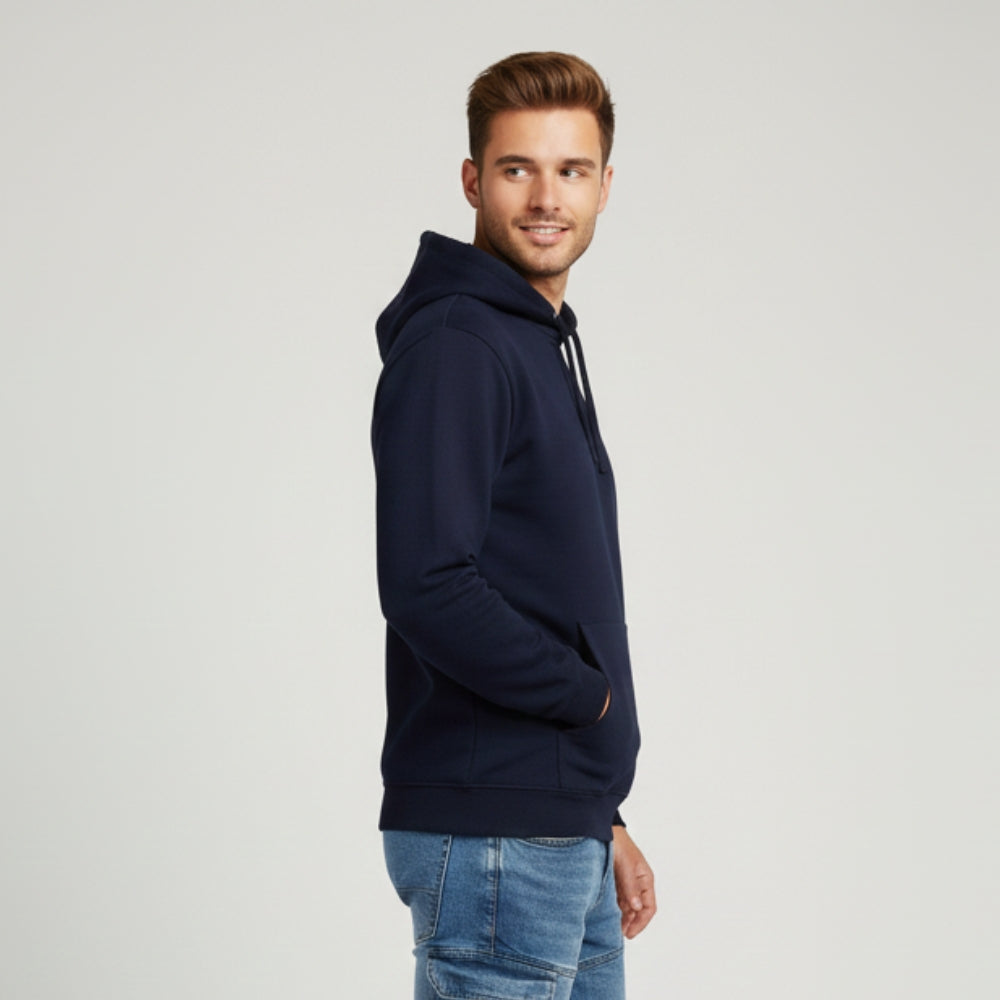 Premium Heavyweight Men's Hoodie | Navy Blue Brushed Cotton Blend | 300 gsm