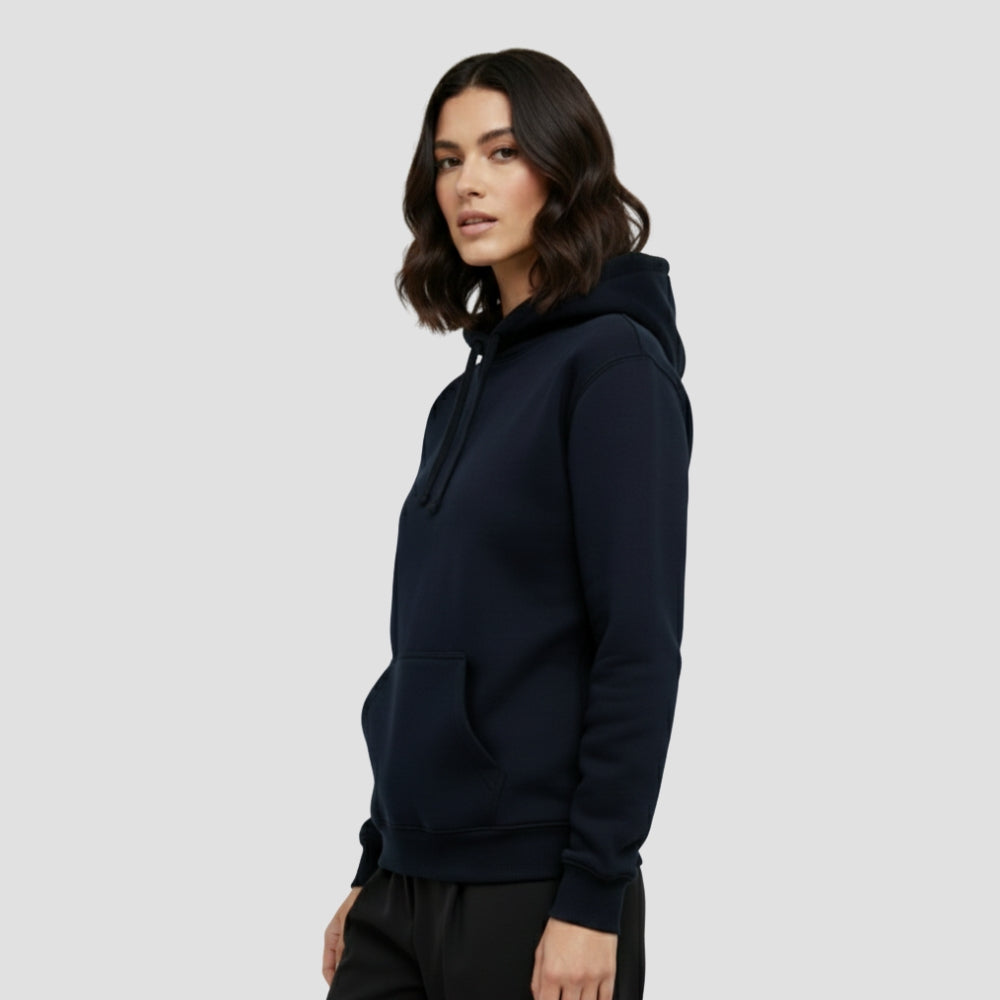 Premium Heavyweight Unisex Hoodie | Navy Blue Brushed Cotton Blend | 300 gsm