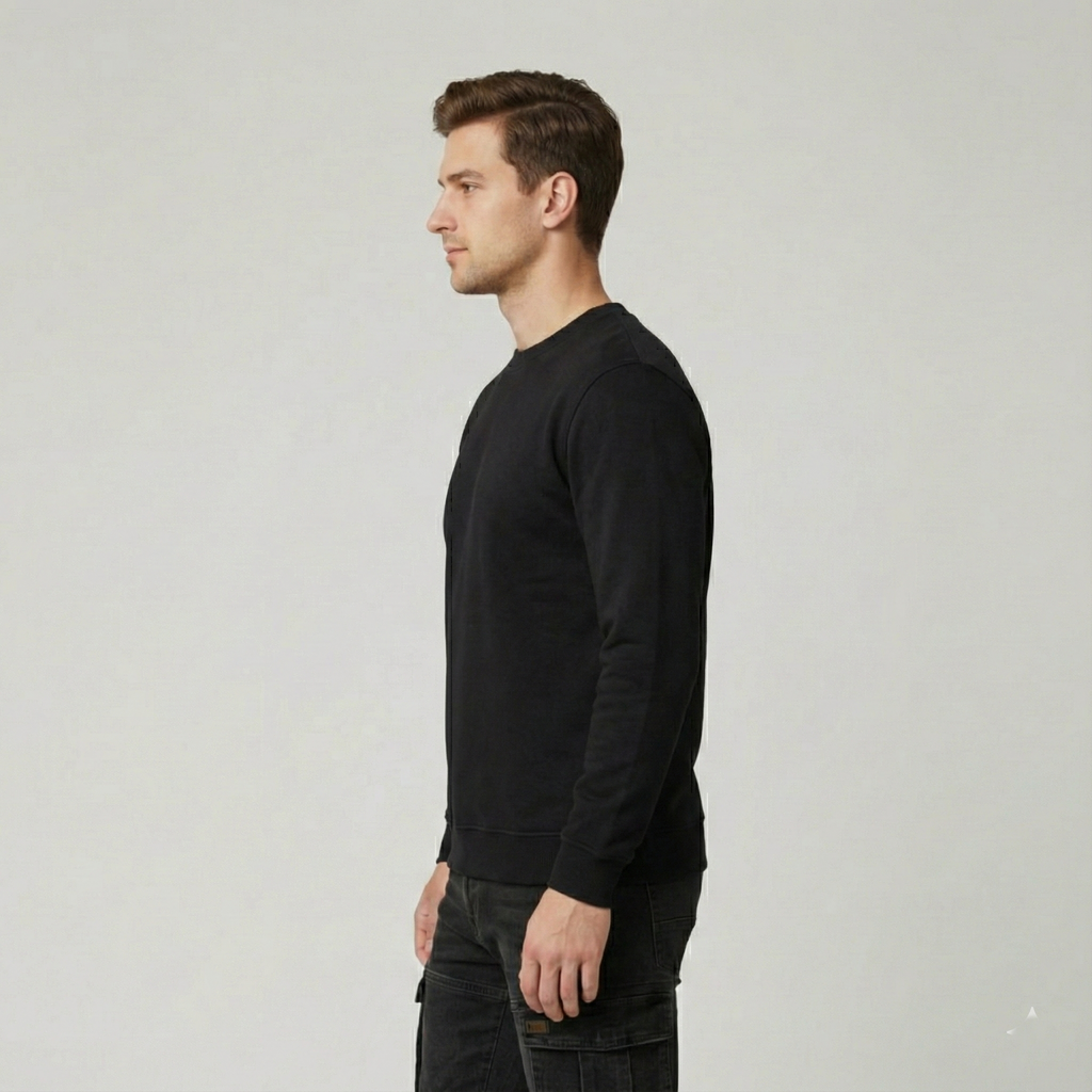 Vigo Black Crewneck Sweatshirt | Premium 300gsm Fleece