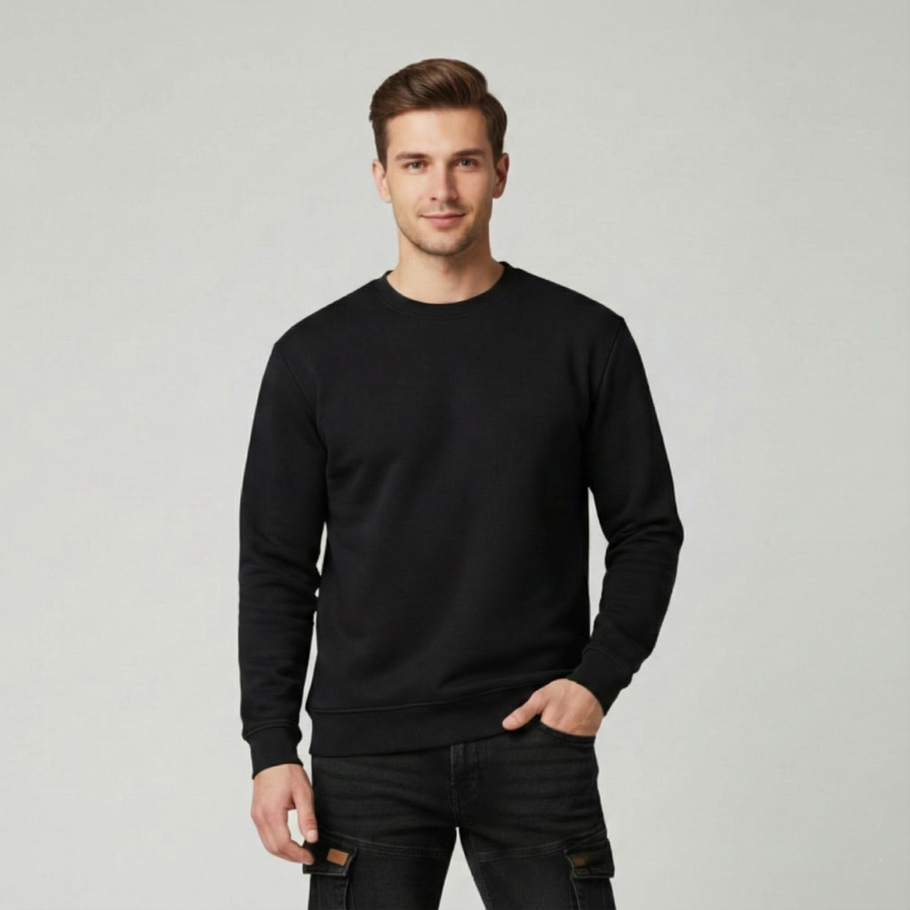 Vigo Black Crewneck Sweatshirt | Premium 300gsm Fleece