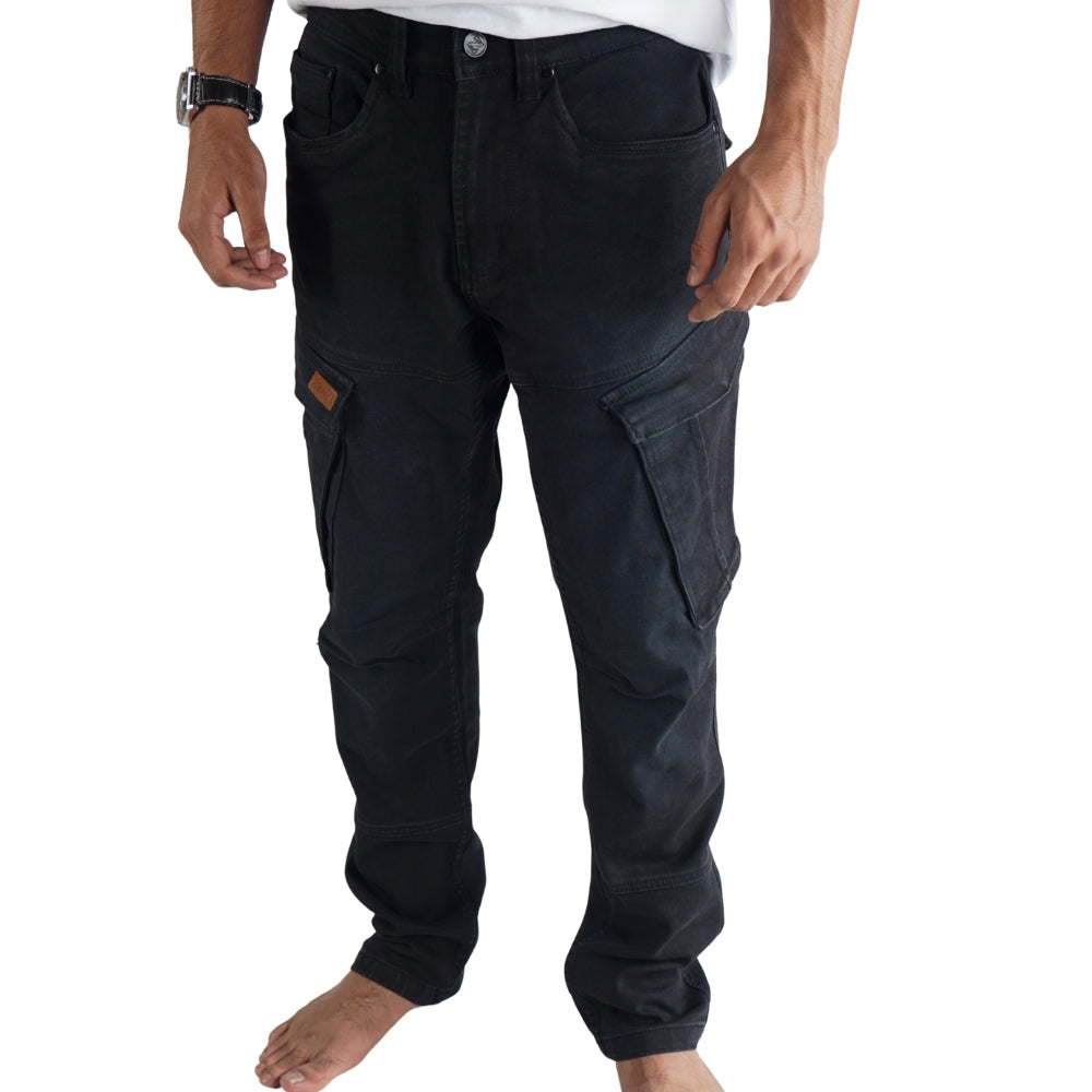 Cargo-Jeans – Schwarz – Stretch-Denim. ZCD-01BLK
