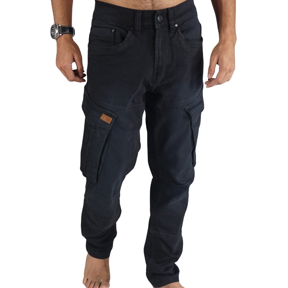 Cargo-Jeans – Schwarz – Stretch-Denim. ZCD-01BLK