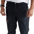 Cargo-Jeans – Schwarz – Stretch-Denim. ZCD-01BLK