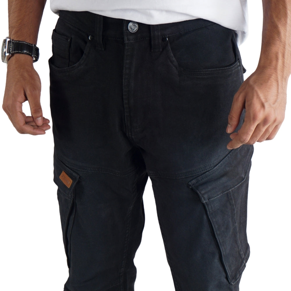 Cargo-Jeans – Schwarz – Stretch-Denim. ZCD-01BLK