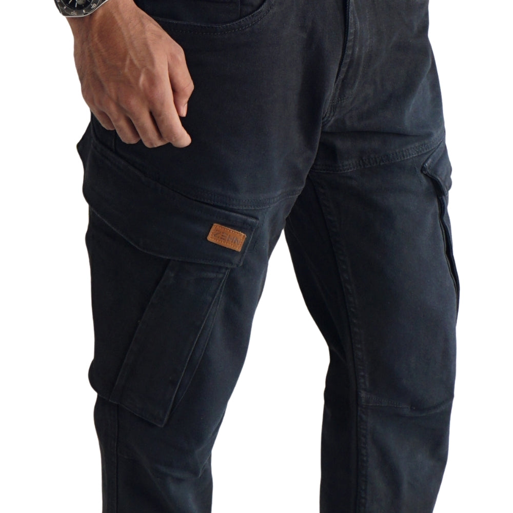 Cargo-Jeans – Schwarz – Stretch-Denim. ZCD-01BLK