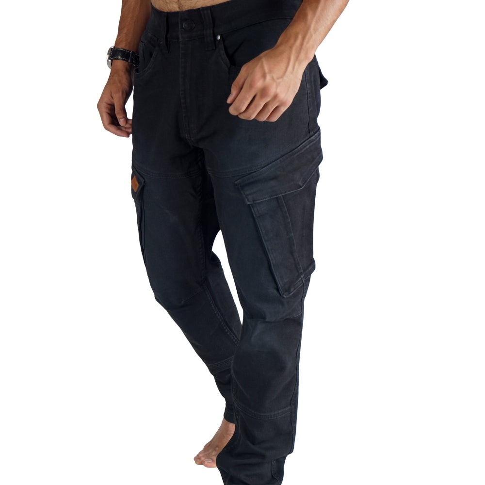 Cargo-Jeans – Schwarz – Stretch-Denim. ZCD-01BLK