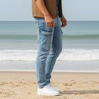 Cargo-Jeans – Hellblau – Stretch-Denim. ZCD-01LB