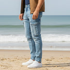 Cargo-Jeans – Hellblau – Stretch-Denim. ZCD-01LB