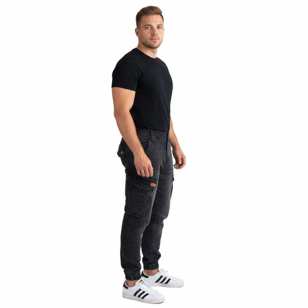 Schwarze Stretch Cargo Jogger (ZCD-02BLK) – bebaboon