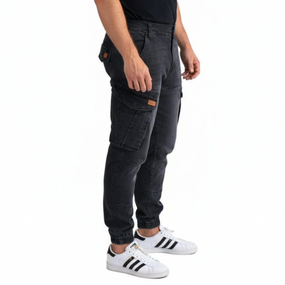 Schwarze Stretch Cargo Jogger (ZCD-02BLK) – bebaboon
