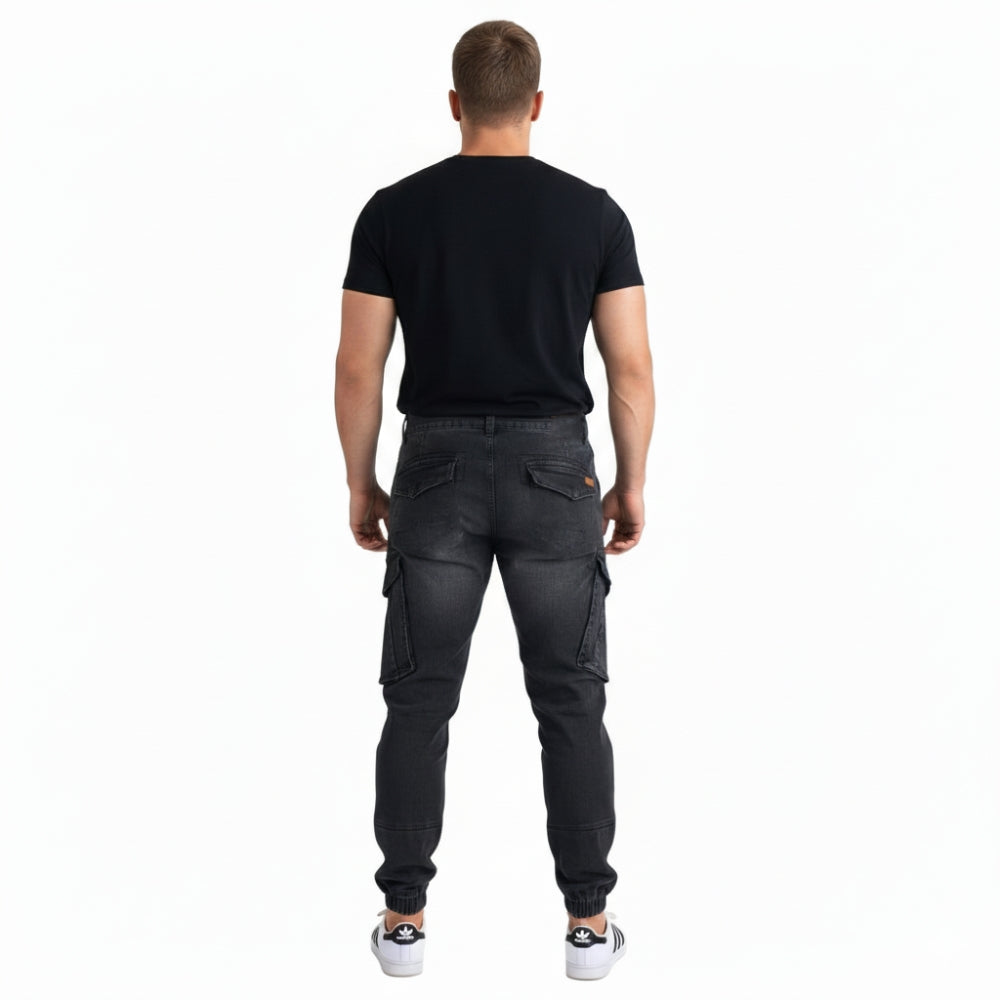 Schwarze Stretch Cargo Jogger (ZCD-02BLK) – bebaboon