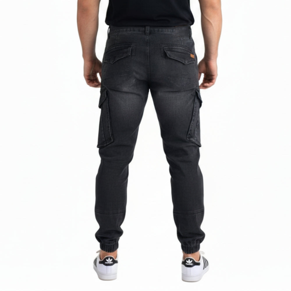 Schwarze Stretch Cargo Jogger (ZCD-02BLK) – bebaboon