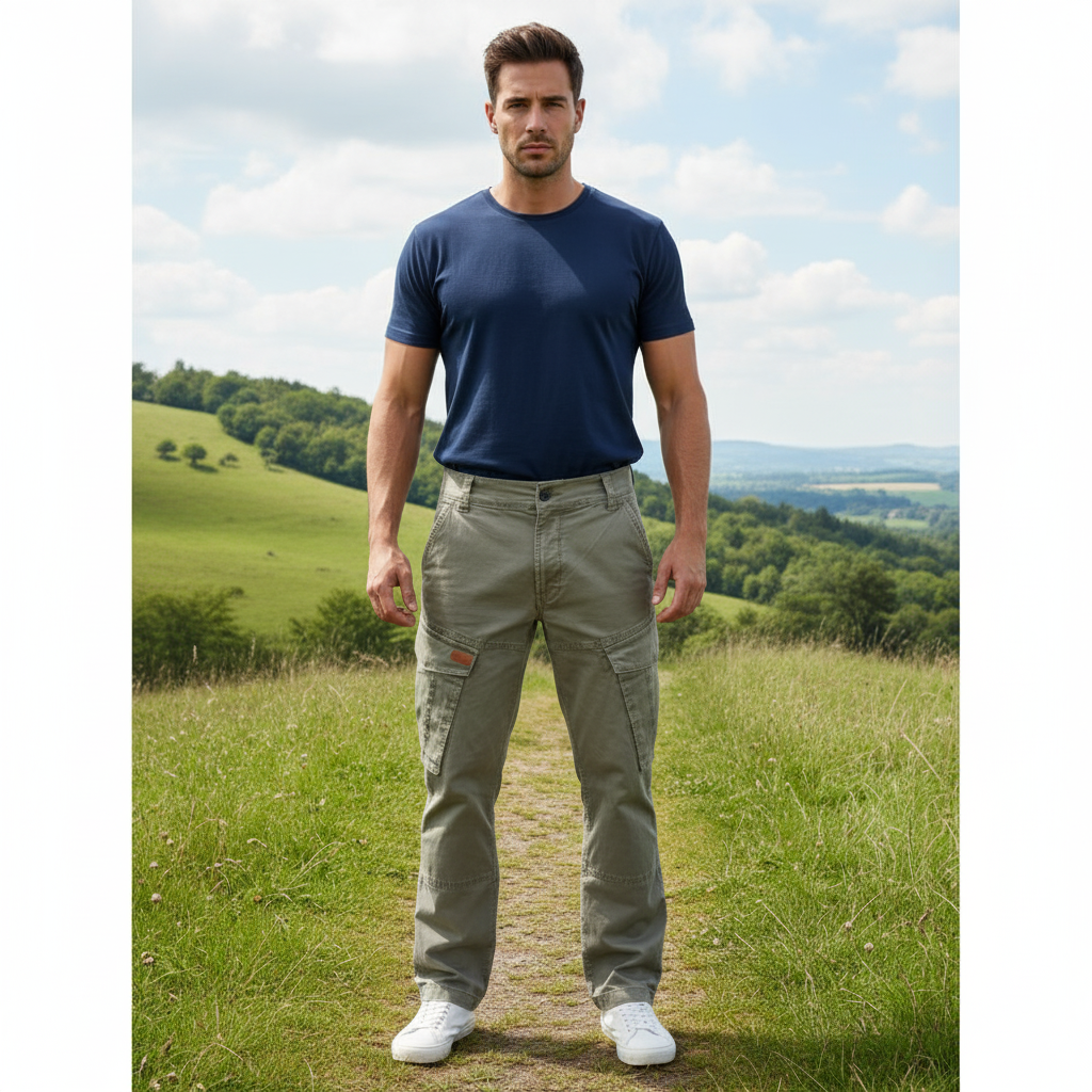 Cargo-Twillhose – Dunkeloliv – Stretch. ZCT-01DO